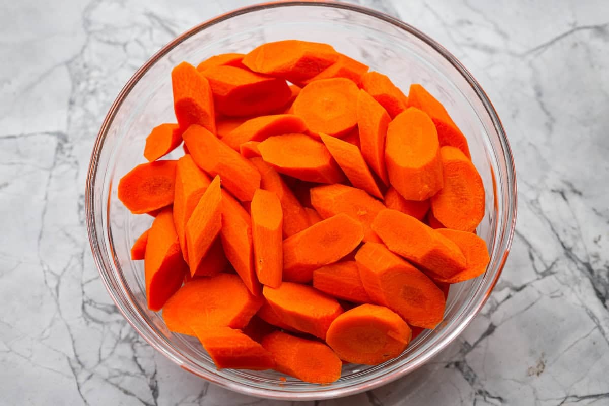 Sliced carrots in a bowl.